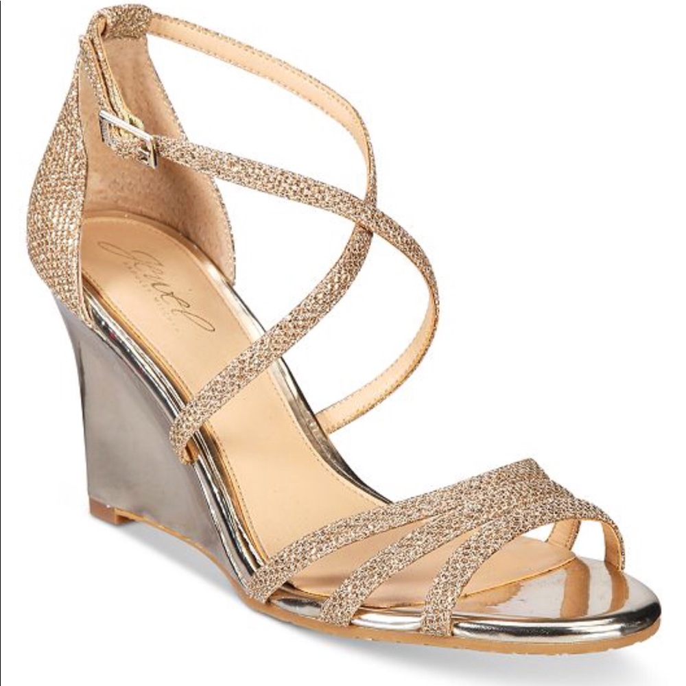 Badgley Mischka Rose Gold 3” Wedge Sandals